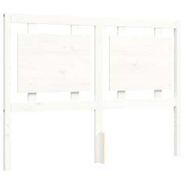 Bed Frame with Headboard - White Small Double Solid Wood