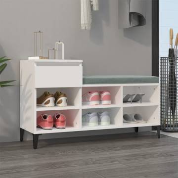 Elegant White Shoe Cabinet - 102x36x60 cm Engineered Wood