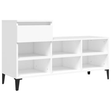 Elegant White Shoe Cabinet - 102x36x60 cm Engineered Wood