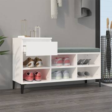 Elegant White Shoe Cabinet - 102x36x60 cm Engineered Wood