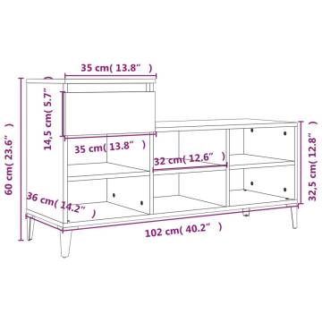 Elegant White Shoe Cabinet - 102x36x60 cm Engineered Wood