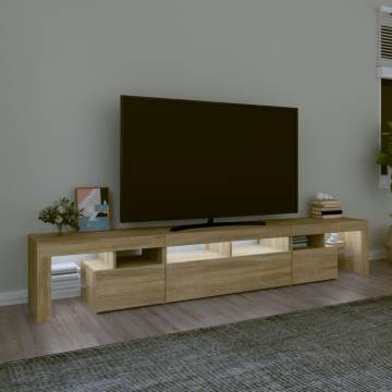 Stylish TV Cabinet with LED Lights in Sonoma Oak | Hipo Market