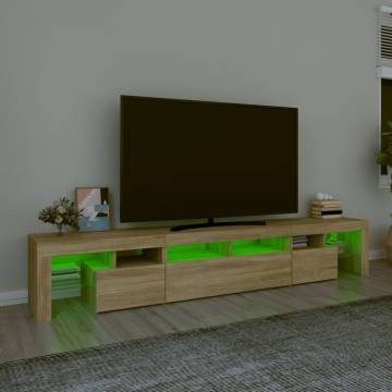 Stylish TV Cabinet with LED Lights in Sonoma Oak | Hipo Market