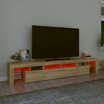 Stylish TV Cabinet with LED Lights in Sonoma Oak | Hipo Market