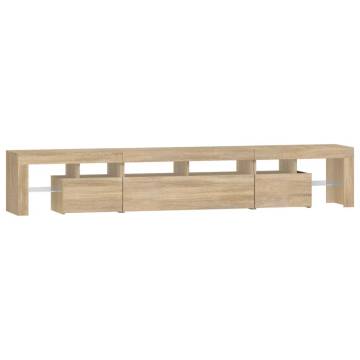 Stylish TV Cabinet with LED Lights in Sonoma Oak | Hipo Market