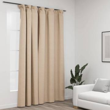 Linen-Look Blackout Curtain Beige 290x245 cm | Hipomarket