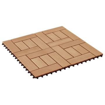 22 pcs WPC Decking Tiles - Teak Colour, 2 sqm | Hipomarket