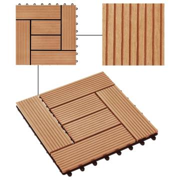 22 pcs WPC Decking Tiles - Teak Colour, 2 sqm | Hipomarket