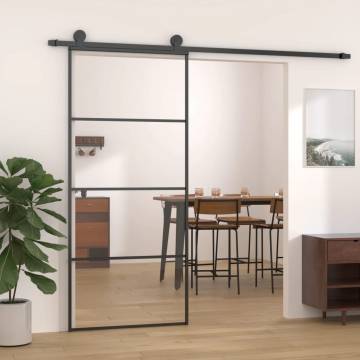 Sliding Door Aluminium & ESG Glass 90x205 cm Black - HipoMarket