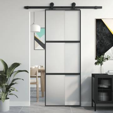 Sliding Door Black 76x205 cm - Tempered Glass & Aluminium