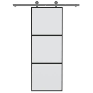 Sliding Door Black 76x205 cm - Tempered Glass & Aluminium