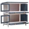 Outdoor Rabbit Hutch with 4 Doors in Grey Wood - Spacious & Safe