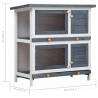 Outdoor Rabbit Hutch with 4 Doors in Grey Wood - Spacious & Safe