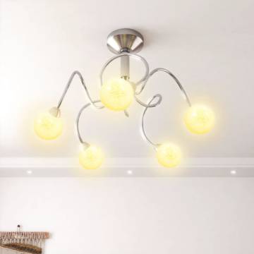 Ceiling Lamp with Round Glass Shades | 5 G9 LED Lights