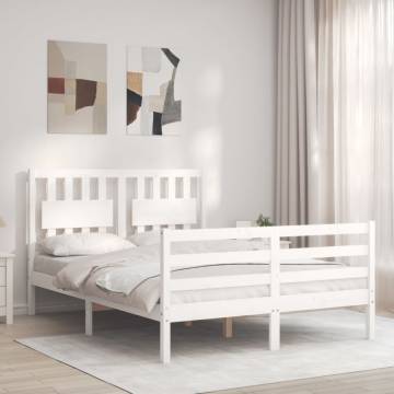 Elegant White Small Double Bed Frame with Headboard