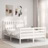 Bed Frame with Headboard White Small Double Solid Wood Colour white Size 120 x 190 cm 