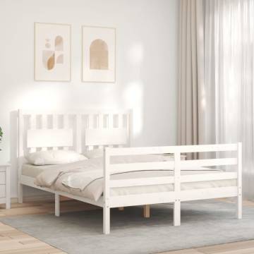 Elegant White Small Double Bed Frame with Headboard