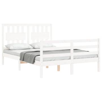 Elegant White Small Double Bed Frame with Headboard