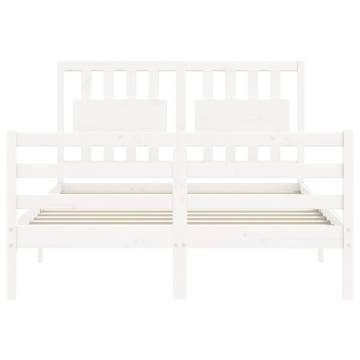 Elegant White Small Double Bed Frame with Headboard