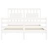 Elegant White Small Double Bed Frame with Headboard