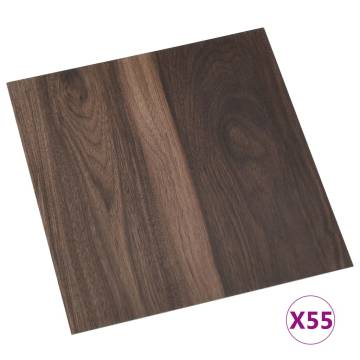 Self-Adhesive Dark Brown PVC Flooring Planks - 55 pcs | Hipomarket