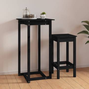 Stylish Black Bar Table - Solid Pine Wood 60x60x110 cm