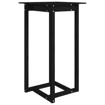 Stylish Black Bar Table - Solid Pine Wood 60x60x110 cm