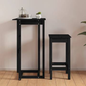 Stylish Black Bar Table - Solid Pine Wood 60x60x110 cm