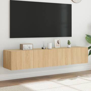 Stylish TV Wall Cabinets with LED Lights - Sonoma Oak