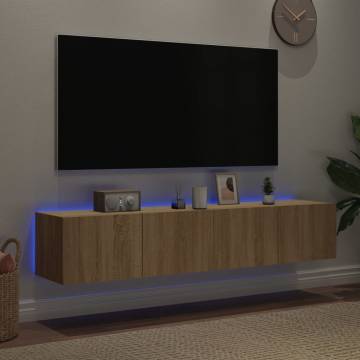 Stylish TV Wall Cabinets with LED Lights - Sonoma Oak