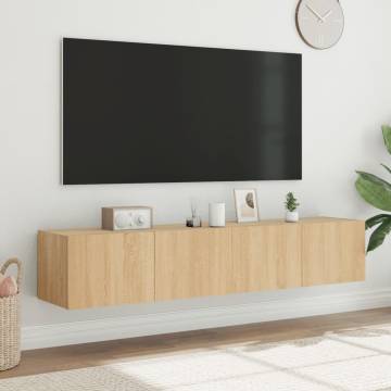 Stylish TV Wall Cabinets with LED Lights - Sonoma Oak