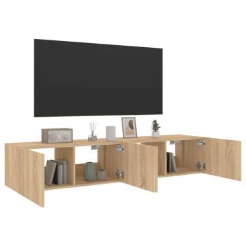 Stylish TV Wall Cabinets with LED Lights - Sonoma Oak