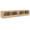 Stylish TV Wall Cabinets with LED Lights - Sonoma Oak