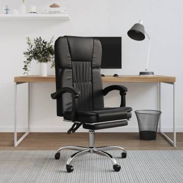 Reclining Office Chair - Black Faux Leather for Comfort