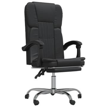 Reclining Office Chair - Black Faux Leather for Comfort