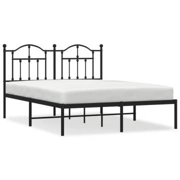 Metal Bed Frame with Headboard Black 140x190 cm - Stylish & Sturdy