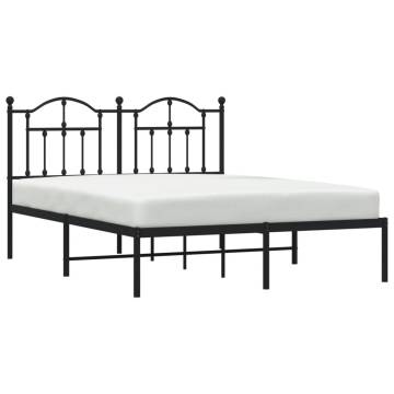 Metal Bed Frame with Headboard Black 140x190 cm - Stylish & Sturdy