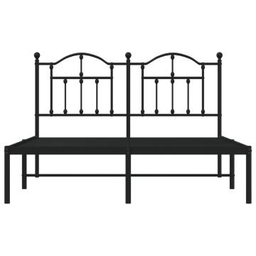 Metal Bed Frame with Headboard Black 140x190 cm - Stylish & Sturdy