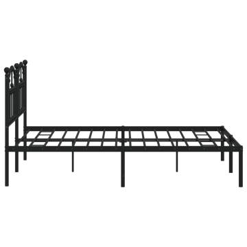 Metal Bed Frame with Headboard Black 140x190 cm - Stylish & Sturdy