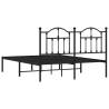 Metal Bed Frame with Headboard Black 140x190 cm - Stylish & Sturdy