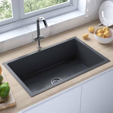 Handmade Black Stainless Steel Kitchen Sink - Elegant & Durable