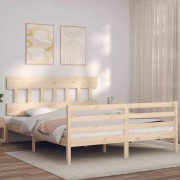 King Size Solid Wood Bed Frame with Headboard | HipoMarket