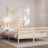 Bed Frame with Headboard King Size Solid Wood Colour natural Size 150 x 200 cm Model low 