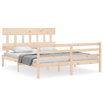 King Size Solid Wood Bed Frame with Headboard | HipoMarket