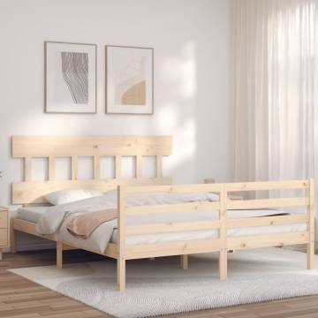 King Size Solid Wood Bed Frame with Headboard | HipoMarket