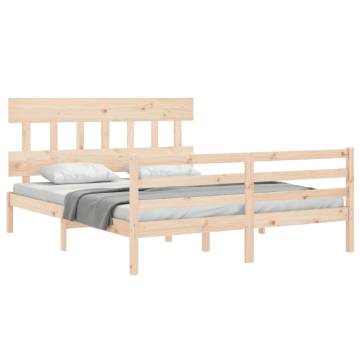 King Size Solid Wood Bed Frame with Headboard | HipoMarket