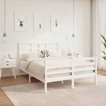 White Solid Wood Bed Frame 135x190 cm Double | HipoMarket