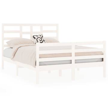 White Solid Wood Bed Frame 135x190 cm Double | HipoMarket