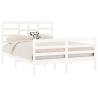 White Solid Wood Bed Frame 135x190 cm Double | HipoMarket