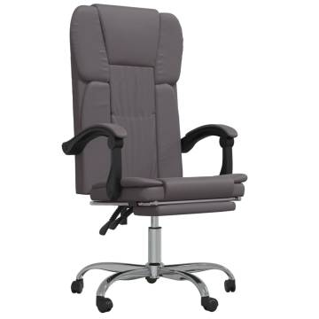 Reclining Office Chair - Grey Faux Leather Comfort & Style